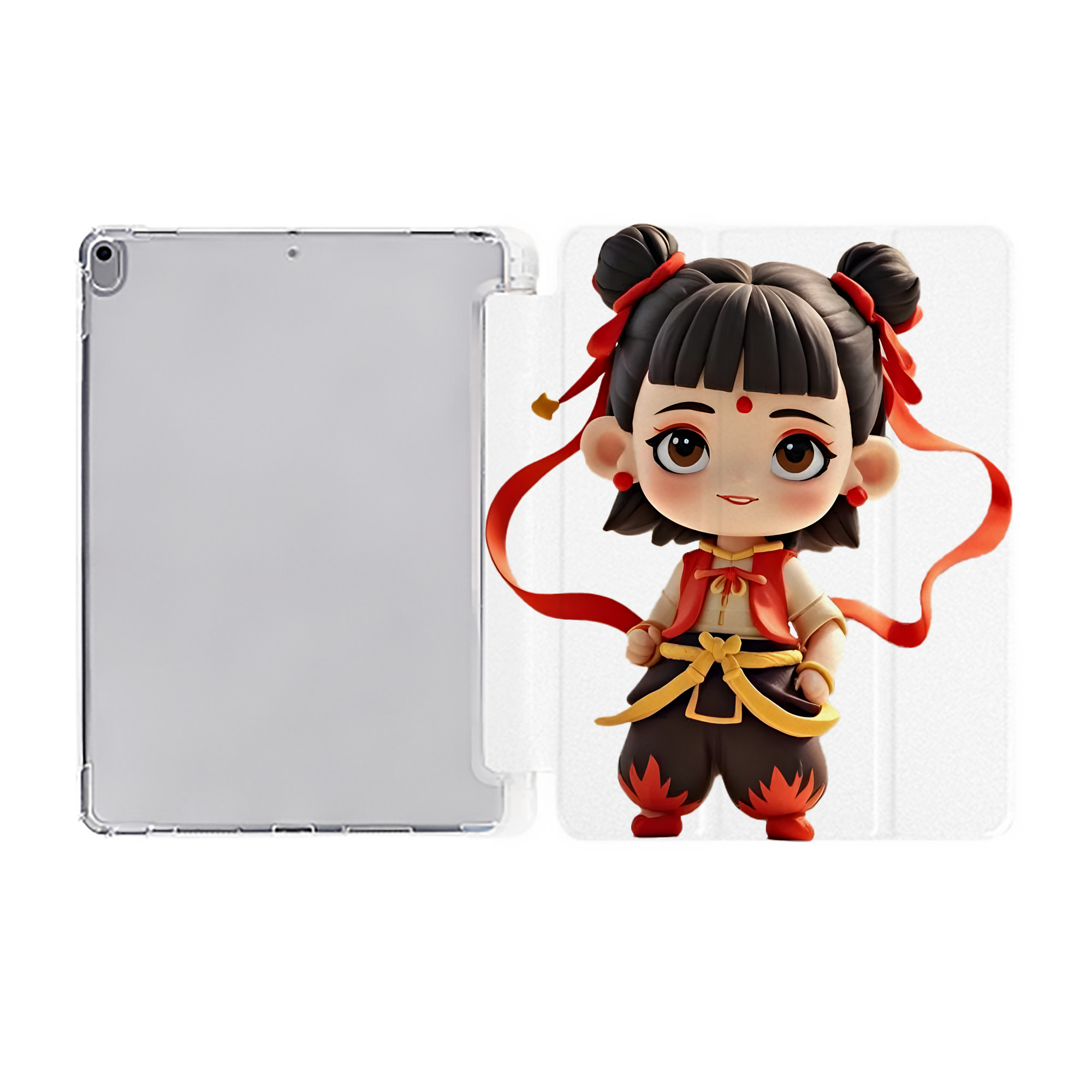 （画像用） Ne Zha 2 ナタ 魔童の大暴れ IPad ケース ペン収納付き 三つ折りスタンド PUレザー×シリコン 対応機種9.5/10.5/10.9インチ